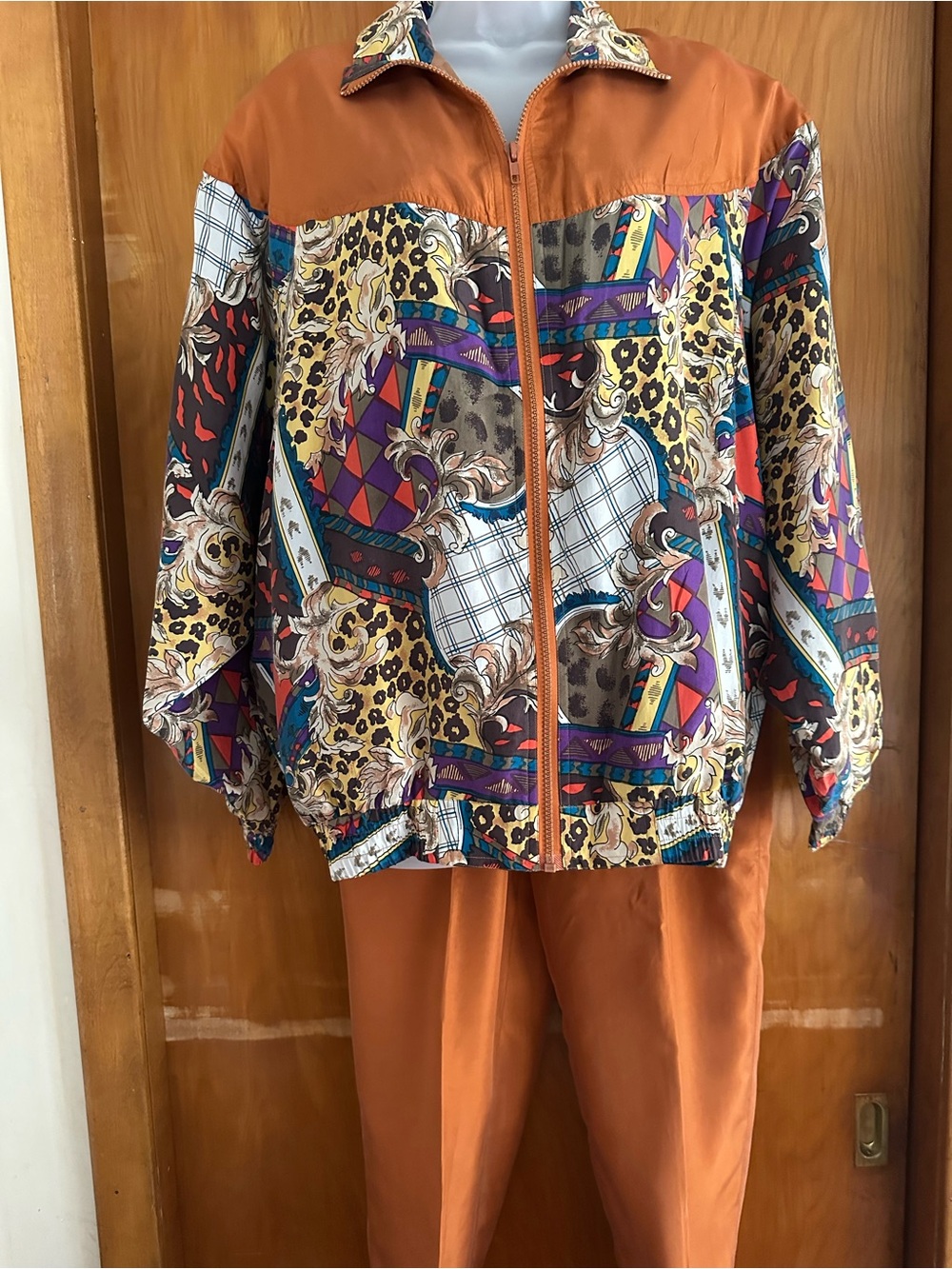 Vintage Oleg Cassini Team Effort Silk 2 Pc Pant Set NWT M Copper